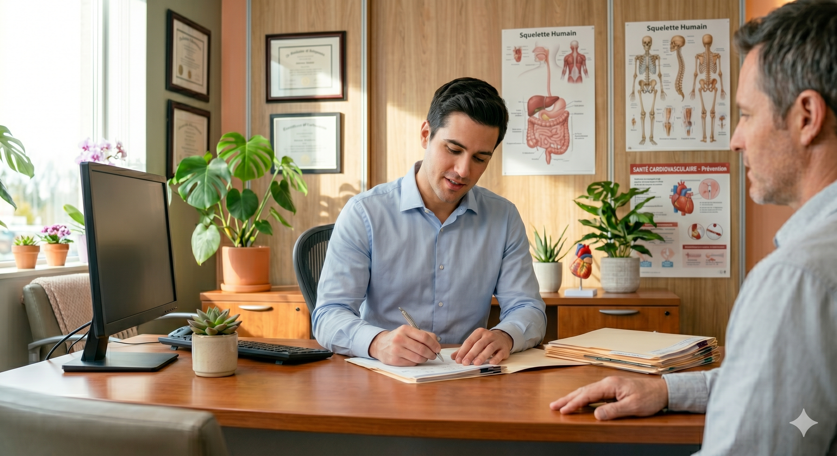 Médecin généraliste à son bureau